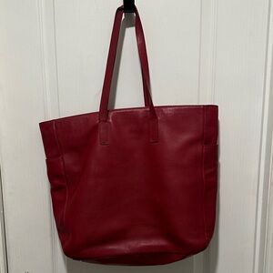 Elegant Red Leather Tote Bag